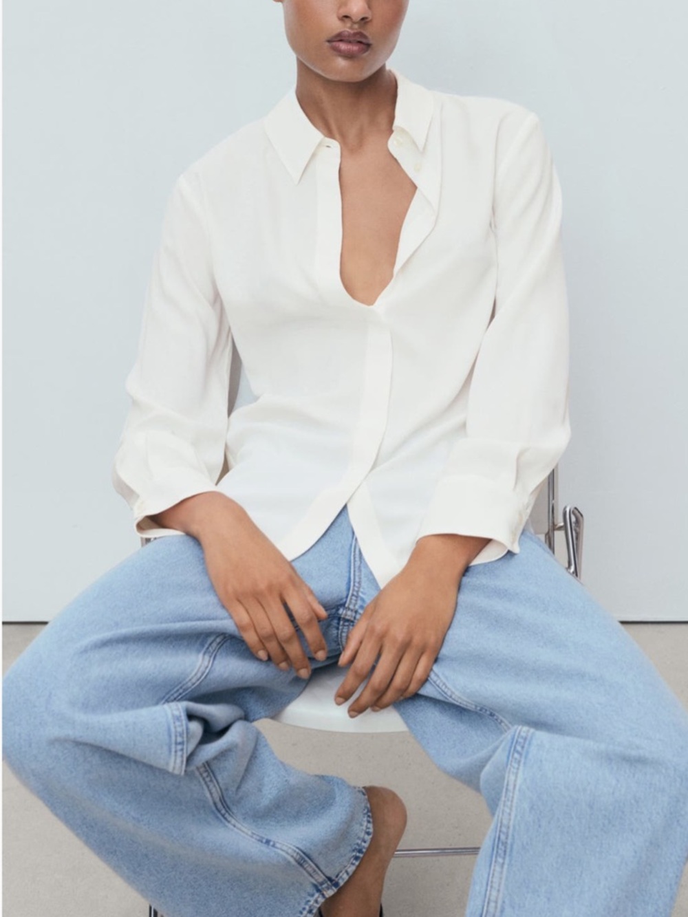 Mango Button-Down Long-Sleeve Blouse - Picture 3 of 7